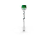 White gold Cushion Cut Emerald Solitaire with Side Baguettes and Channel Set Band_2