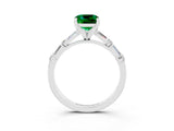 White gold Cushion Cut Emerald Solitaire with Side Baguettes and Channel Set Band_3