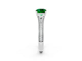 White gold Cushion Cut Emerald Split Shank Engagement Ring with Pavé Band_2