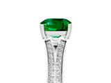White gold Cushion Cut Emerald Split Shank Engagement Ring with Pavé Band_5