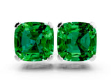 10K White Gold 2.36 Carat Cushion Emerald Stud Earrings