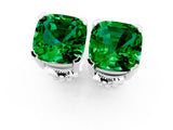 10K White Gold 2.36 Carat Cushion Emerald Stud Earrings