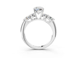 White gold Cushion Cut Five-Stone Prong Set Diamond Ring with Classic Band_71