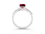 White gold Cushion Cut Garnet Cluster Side Stone Solitaire Ring with Prong Setting_27