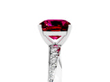White gold Cushion Cut Garnet Engagement Ring with Side Stone Accents and Four-Prong Setting_113