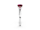 White gold Cushion Cut Garnet Engagement Ring with Side Stone Accents and Four-Prong Setting_26