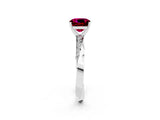 White gold Cushion Cut Garnet Engagement Ring with Side Stone Accents and Four-Prong Setting_29