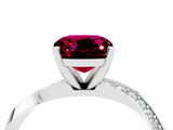 White gold Cushion Cut Garnet Engagement Ring with Side Stone Accents and Four-Prong Setting_31