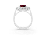 White gold Cushion Cut Garnet Floral Double Halo Engagement Ring with Prong Setting_39