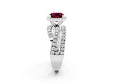 White gold Cushion Cut Garnet Halo Ring with Round Split Shank and Prong Setting_62