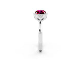 White gold Cushion Cut Garnet Halo Ring with Tapered Band and Four-Prong Setting_2