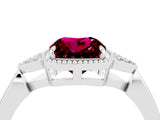 White gold Cushion Cut Garnet Halo Ring with Tapered Band and Four-Prong Setting_4