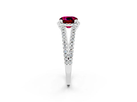 White gold Cushion Cut Garnet Halo Split Shank Engagement Ring_50