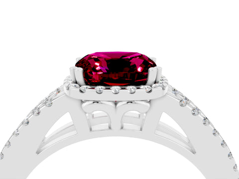 White gold Cushion Cut Garnet Halo Split Shank Engagement Ring_52