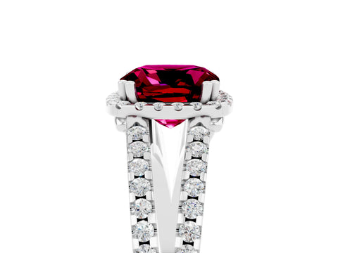 White gold Cushion Cut Garnet Halo Split Shank Engagement Ring_53