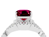 White gold Cushion Cut Garnet  Halo Twist Band Solitaire Prong Setting Ring_52