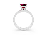 White gold Cushion Cut Garnet Milgrain Pavé Engagement Ring with Four-Prong Setting_15