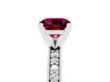 White gold Cushion Cut Garnet Milgrain Pavé Engagement Ring with Four-Prong Setting_17