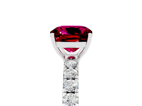White gold Cushion Cut Garnet Pavé Solitaire Engagement Ring with Four-Prong Setting_17