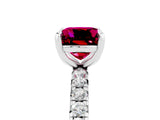 White gold Cushion Cut Garnet Pavé Solitaire Ring with Round Band and Prong Setting_41