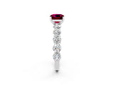 White gold Cushion Cut Garnet Prong Setting with Side Stones on a Pave Band_2