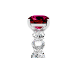 White gold Cushion Cut Garnet Prong Setting with Side Stones on a Pave Band_5