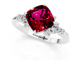 White gold Cushion Cut Garnet Ring with Side Stones and Four-Prong Setting_37