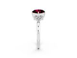 White gold Cushion Cut Garnet Ring with Side Stones and Four-Prong Setting_38
