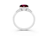 White gold Cushion Cut Garnet Ring with Side Stones and Four-Prong Setting_39