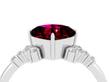 White gold Cushion Cut Garnet Ring with Side Stones and Four-Prong Setting_40