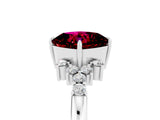 White gold Cushion Cut Garnet Ring with Side Stones and Four-Prong Setting_41