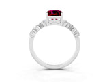 White gold Cushion Cut Garnet Scattered Round Accent Ring with Prong Setting_39
