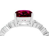 White gold Cushion Cut Garnet Scattered Round Accent Ring with Prong Setting_40