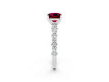 White gold Cushion Cut Garnet Side Stone Solitaire Ring with Round  and Four-Prong Setting_50
