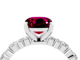 White gold Cushion Cut Garnet Side Stone Solitaire Ring with Round  and Four-Prong Setting_52