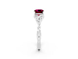 White gold Cushion Cut Garnet Solitaire Celtic Knot Ring with Four-Prong Setting_14
