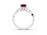 White gold Cushion Cut Garnet Solitaire Celtic Knot Ring with Four-Prong Setting_15