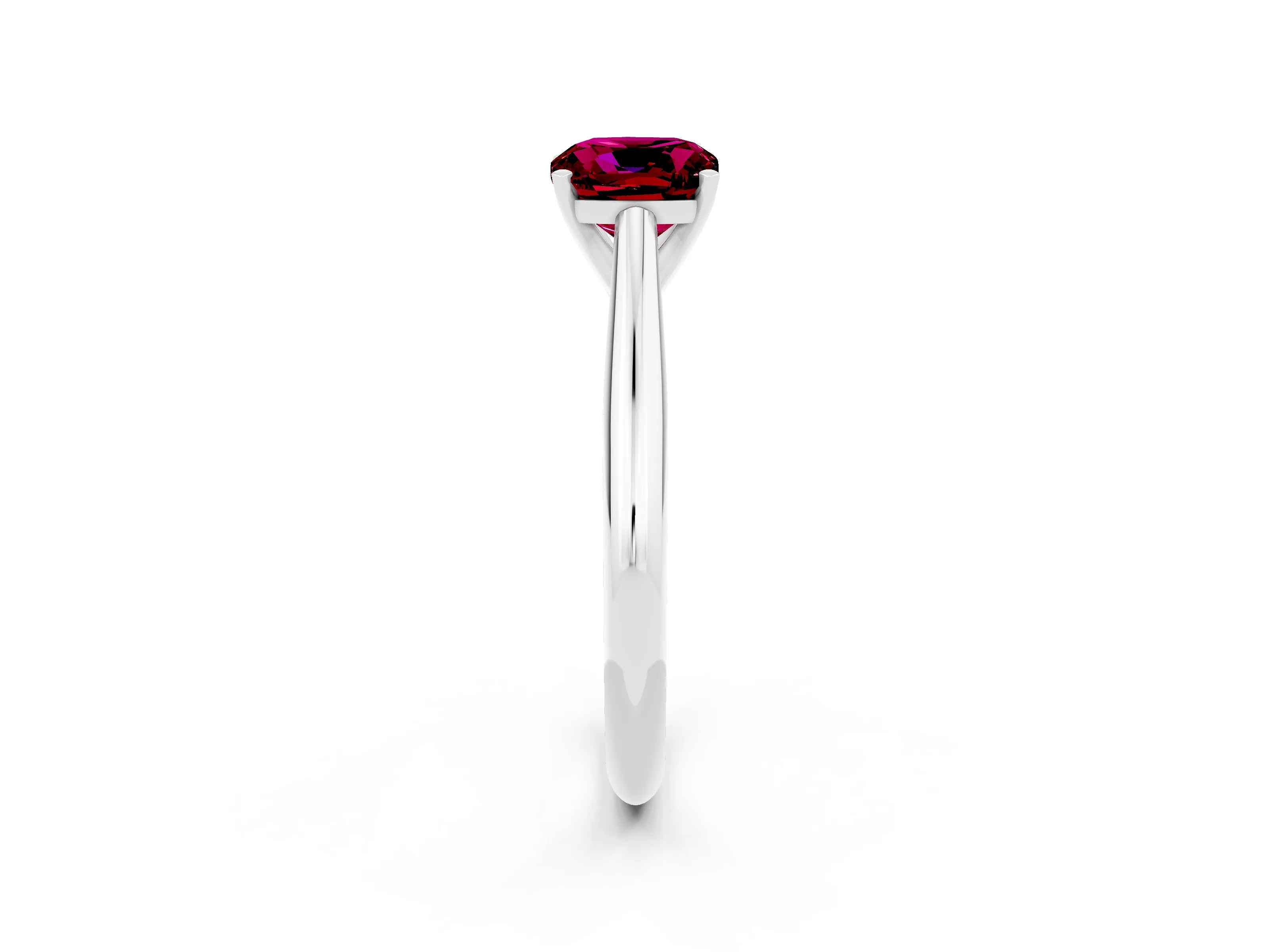 White gold Cushion Cut Garnet Solitaire Engagement Ring with Cathedral Setting and Four-Prong Mount_14