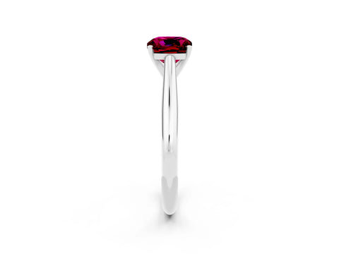 White gold Cushion Cut Garnet Solitaire Engagement Ring with Cathedral Setting and Four-Prong Mount_14