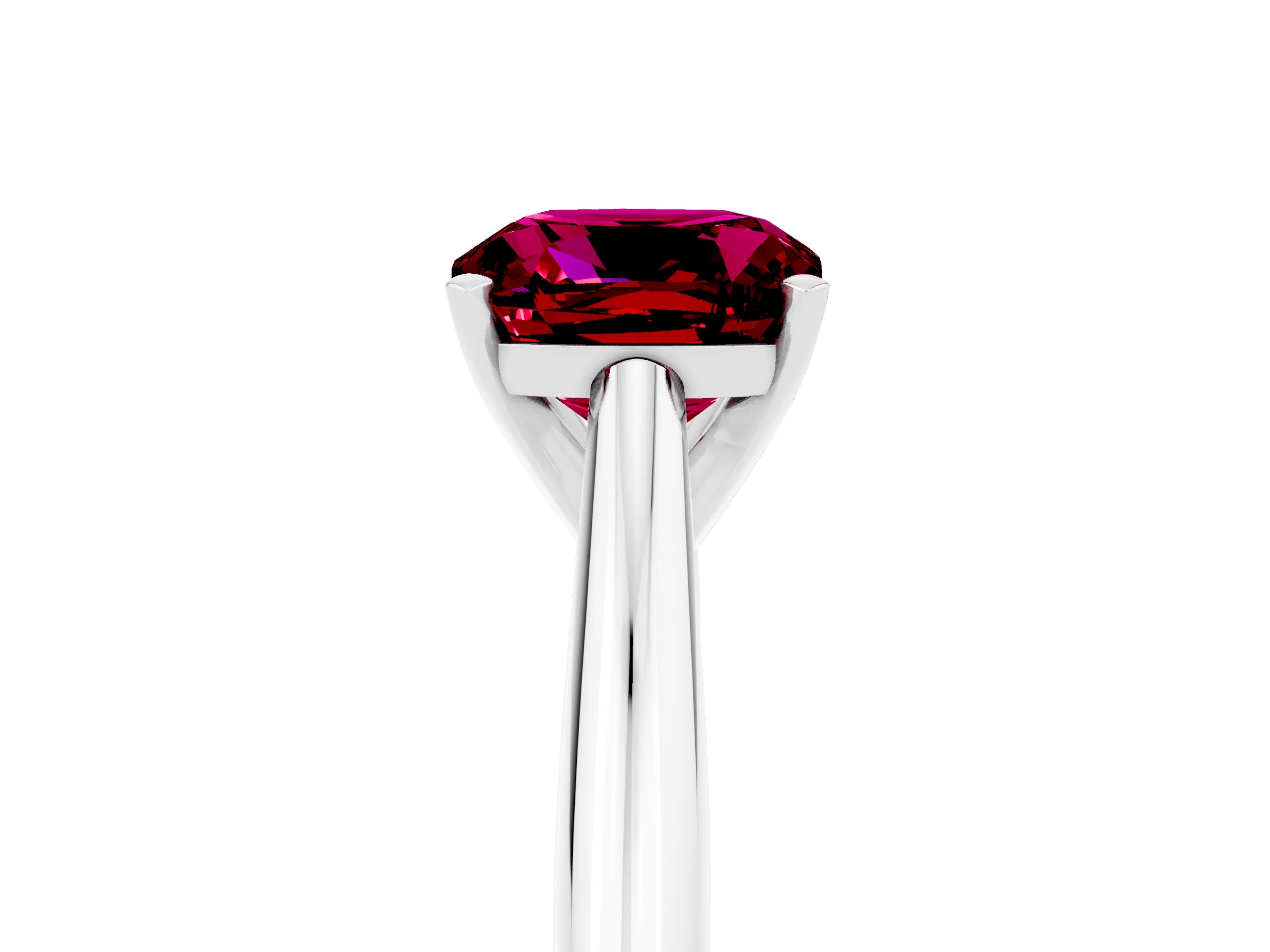 White gold Cushion Cut Garnet Solitaire Engagement Ring with Cathedral Setting and Four-Prong Mount_17