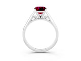 White gold Cushion Cut Garnet Solitaire Engagement Ring with Cathedral Setting and Four-Prong Mount_33