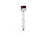 White gold Cushion Cut Garnet Solitaire Engagement Ring with Celtic Knot Band and Four-Prong Setting_2