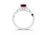 White gold Cushion Cut Garnet Solitaire Engagement Ring with Celtic Knot Band and Four-Prong Setting_3