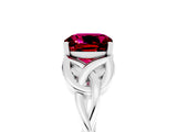 White gold Cushion Cut Garnet Solitaire Engagement Ring with Celtic Knot Band and Four-Prong Setting_5