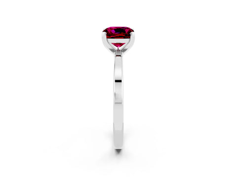 White gold Cushion Cut Garnet Solitaire Engagement Ring with Classic Band and Four-Prong Setting_26