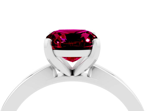 White gold Cushion Cut Garnet Solitaire Engagement Ring with Classic Band and Four-Prong Setting_28