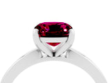 White gold Cushion Cut Garnet Solitaire Engagement Ring with Classic Band and Four-Prong Setting_28