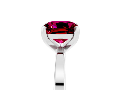 White gold Cushion Cut Garnet Solitaire Engagement Ring with Classic Band and Four-Prong Setting_29
