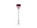 White gold Cushion Cut Garnet Solitaire Engagement Ring with Classic Band and Four-Prong Setting_38