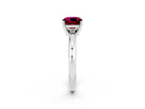 White gold Cushion Cut Garnet Solitaire Engagement Ring with Round Band and Four-Prong Setting_2